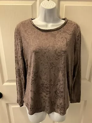 Simply Vera Wang Dusty Mauve Pull On Top Embosed Type Look L/sleeve Sz M • $9.99