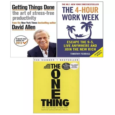 Getting Things Done 4-Hour Work Week One Thing 3 Books Collection Pack Set New • $71.62