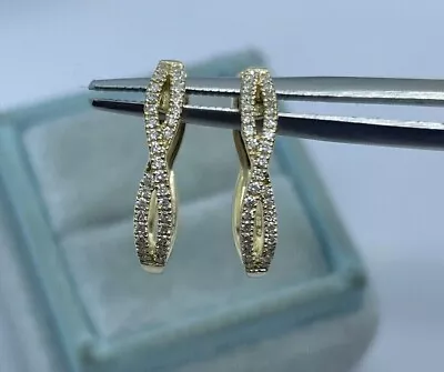 Round Simulated Diamond Infinity Small Hoop Earrings In 14K Yellow Gold Plated • $107.10