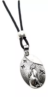 Moon Gazing Hare Necklace Pendant 925 Silver Plated Pewter Pagan Wiccan Witch • $10.80