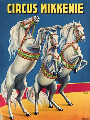 Vintage Circus Poster Horses Rearing CANVAS PRINT 24 X18  • $33.99