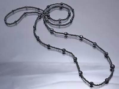 Antique Jet Long Beaded Strand Necklace 26.7 Grams 44.5 Inches • $129