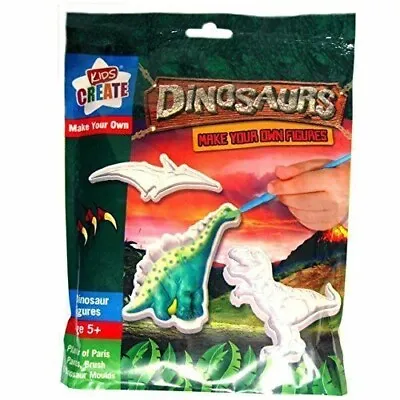 KIDS CREATE FIGURES MAKE YOUR OWN DINOSAUR AGE 5+  Plaster Paints Brush Moulds • £8.99