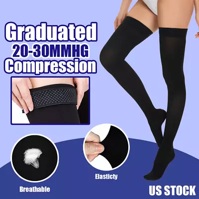 Breathable Medical Knee High Compression Socks 20-30mmhg Nylon Varicose Veins • $22.98