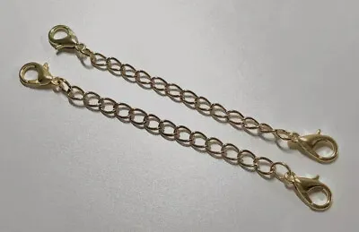 2X UK Gold Necklace Extender 3 Inches Long Double Clasp Chain Extension 2 Pack • £3.09