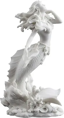 Beautiful Mermaid Rising From Sea Statue Sculpture Nautical Figurine Decor White • $62.95