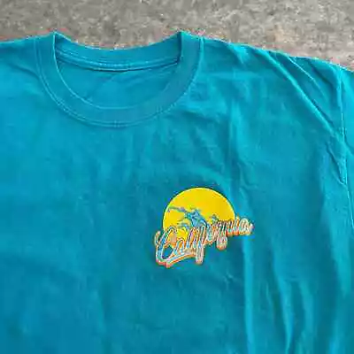 California Sun Surf Graphic Tee Shirt Mens Large Crazy Palmetto Vintage Retro • $12