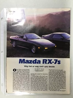 MISC2122 Vintage Article Road Test 1989 Mazda RX-7 Turbo II Aug 1989 6 Page • $14.99