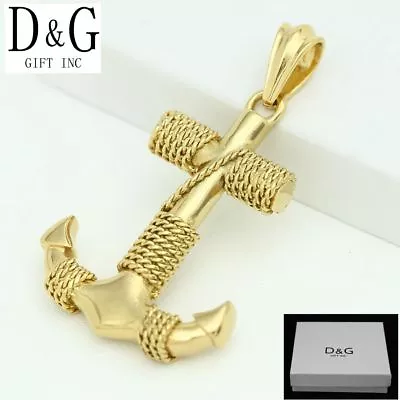 DG Men's Stainless Steel62mm  Anchor Rope Charm Pendant*Gold Plated + Box • $14.99