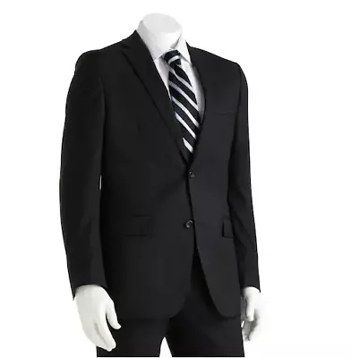 Marc Anthony Slim-Fit Shadow-Striped Wool Black Suit Jacket Size: 44 LONG (po) • $85