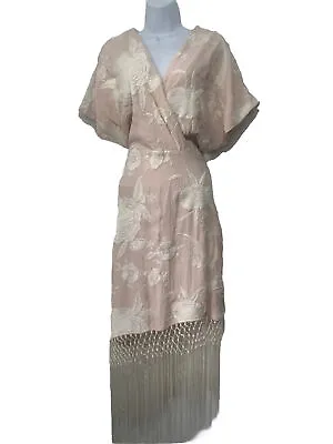 Gorgeous Matthew Williamson Embroidered V-neck Dress Pale Pink With Tassel • £75