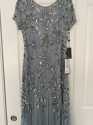 Adrianna Papell Dress 12 Beaded Gown - Mother Of The Bride/groom - Blue Heather • $200