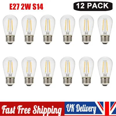 £9.35 • Buy 12 Pack LED Bulb E27 2W S14 Outdoor Edison Bulbs For String Light Replacement UK