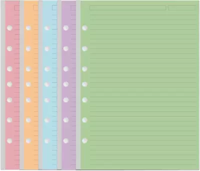 Mini Binder 5 Colorful Line Paper For 3 Or 7 Ring Binders - 100 Sheets/200 Pa • $16.99