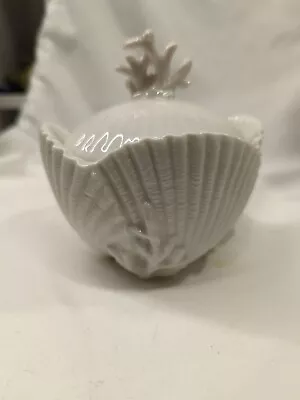 Scallop Shell & Coral Design Small Bone China Covered Sugar Bowl Unmarked  • $9