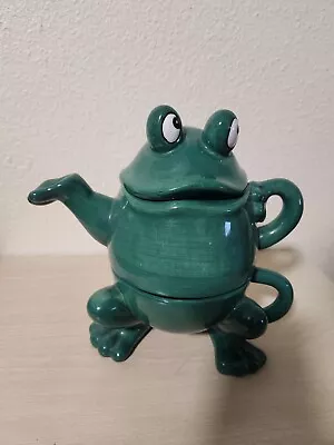 Vintage Rare GANZ Bella Casa 8  Green Frog Teapot Set - Tea Pot Lid & Tea Cup! • $25