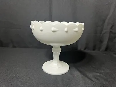 Vintage Indiana White Milk Glass Large Tear Drop Compote Pedestal Bowl Dish • $16.99