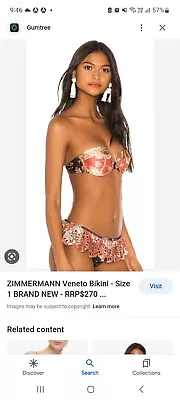 $100 • Buy BNWT - Zimmerman Veneto Bikini Size 1 $270