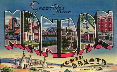Mandan North Dakota Large Letter Greetings Postcard 1930s • $8.99