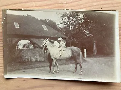 Edwardian Photo Girl On Horseback 11x7cm • £3.99