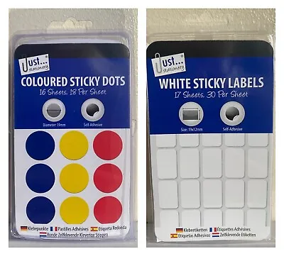 Tallon White Sticky Labels 19 X 12mm Coloured Sticky Dots Self Adhesive 510 1020 • £0.99