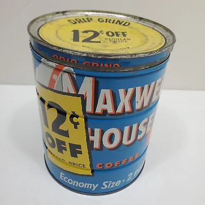 Vintage Maxwell House 2 Pound Drip Grind Coffee Tin Can With Lid 12 Cents Off • $15.45