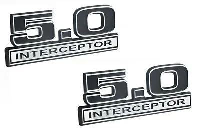 5.0 Liter Engine Police Interceptor Emblem Logo In Chrome & Black - 5  Long Pair • $22.67