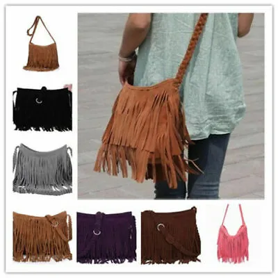 New Women's  Fringe Messenger Shoulder Tassel Bag Handbag Ladies Crossbody Bag • £7.99