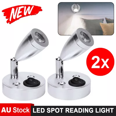 12V LED Spot Reading Light Interior Bedside Wall Lamp Caravan Trailer RV White • $23.45