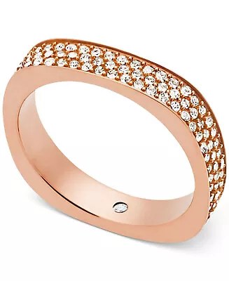 NWT $85 MICHAEL KORS Brilliance Pave Flat Edge Ring 7 Silver / Gold / Rose Gold • $58.50