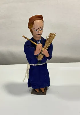 Rare Egyptian Muslim Ethnic Cloth Doll Man With Reeds Straw Sticks Stand • $11.11