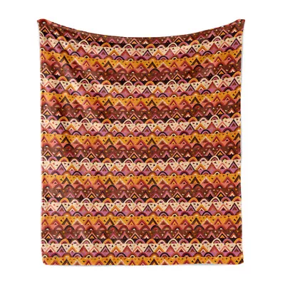 Tribal Soft Flannel Fleece Throw Blanket Mexican Folk Motifs • £30.99