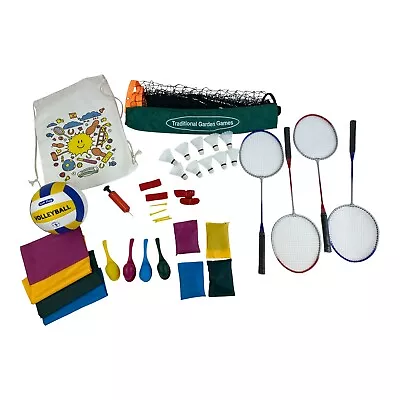  NEW  Traditional Garden Games Summer Party Activity Set With 5m Net • £79.99