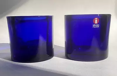 Perfect Pair Of Cobalt Blue  Kivi Votive By Marimekko For Iittala 1988 - 1995 • $40