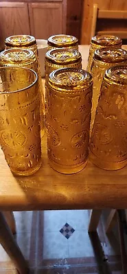 $20 • Buy Vintage Brockway Glass Company American Concord Amber Tumbler Glass
