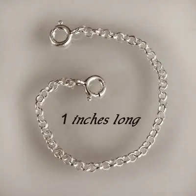 Strong .925 Sterling Silver Necklace Extender Safety Chain 1  Inch FREE POST • £3.99