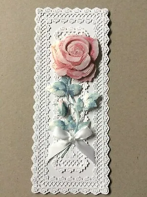 Handmade  Card Topper  3D  RED ROSE. Lace Effect. Birthday Wedding Anniversary   • £2.35