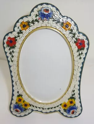 Italian Brass & Micro Mosaic Small Photo Floral Frame • $79