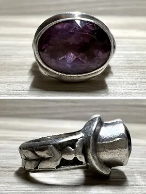 Vintage Designer Lori Bonn Sterling Silver Oval Purple Amethyst Ring Size 5 • $123.25