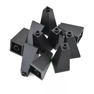 TCM BRICKS Black Slope 75 2x2x3 Double Convex X10 Compatible Parts Fits 3685 • $21.95