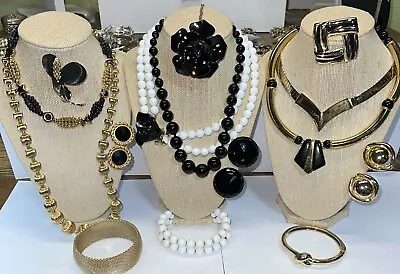 Vintage Mixed Statement Jewelry Lot Signed&Unsigned KJL 925 Onyx? Napier • $50