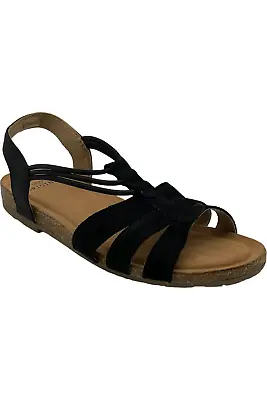 Earth Origins Leather Sling-Back Sandals Laney Black • $34.99