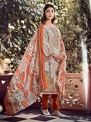 Pakistani Indian Embroidered Cotton Print Suit • £19.99