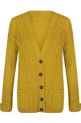 Women's Ladies 5 Button Cable Chunky Knit Cardigan Button • £13.95