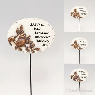 Oval Little Bird Memorial Plaque On Stick Grave Stone Tribute Memory Ornament • £8.45