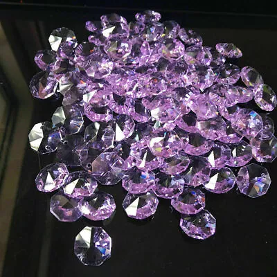 100PC Colorful Octagonal Beads Crystal Fengshui Faceted Prism Chandelier Pendant • $10.50