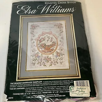 Elsa Williams- Beaded Marriage Sampler- Counted Cross Stitch 12”x16” - #02076 • $18