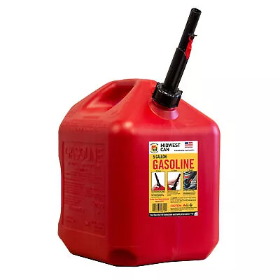 Midwest Can Company 5610 5-Gallon Gas Can Fuel Container Jug W/ Quick-Flow Spout • $30.99