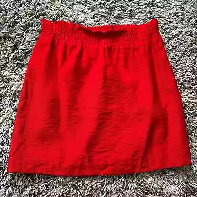 J. Crew Red Crinkle City Mini Sidewalk Skirt Pull On Elastic Waist 00 XXS • $11.99