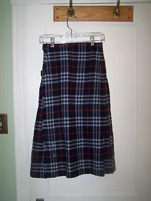 £241.96 • Buy Vintage Burberrys Skirt Kilt Wool Tartan Plaid 8 Long Black